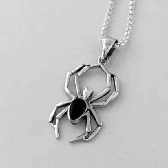 Spider Pendant Fashion Necklace with Simulated Black Zircon Stone - Picture 4 of 8
